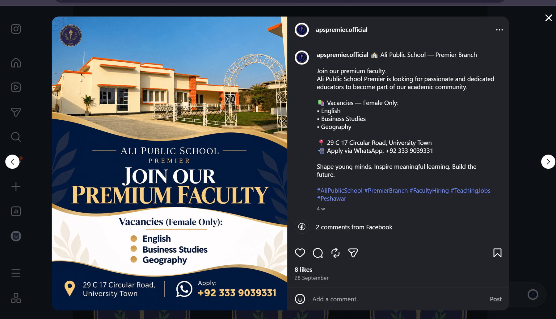 Join Our Premium Faculty — the APS Premier hiring post for English, Business Studies and Geography teachers.