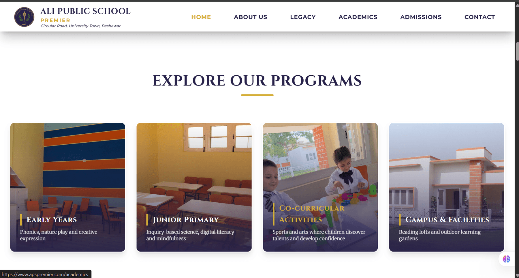 The apspremier.com home page.